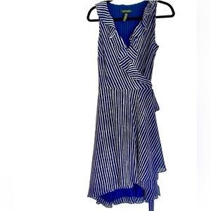 Ralph Lauren Blue and White Striped High Low Dress